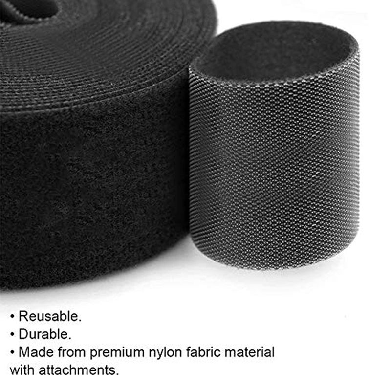 ApexOne 4'' Wide 5 Yards Long Heavy Duty Hook & Loop Cable Tie Cord Wrap Fastener Nylon Power Cord Management Wire Organizer Strap Reusable Cut to Size Self Gripping Tape Roll-2'' Wide Black Available - Image 3